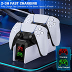 PS5 Controller Charging Station, Dual Charging Stand for Charging PS5 Elite Controllers, Charging Station for Charging 2 PS5 Handles, with USB Port/Memory for PS5 Charging Station Accessories
