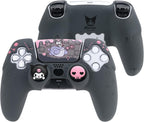 Silicone PS5 Controller Cover Skin Set,Anti-Slip Soft Protective Case for Ps5 Wireless Controller with 2 Thumb Grip Caps and 1 Sticker (Kml-Black)
