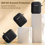 Compatible with Airpod Case and Airpods 2Nd Generation Case Leopard Print Engraved Skin Cover Compatible with Apple Airpods 2Nd/1St Charging Case with Keychain, Black