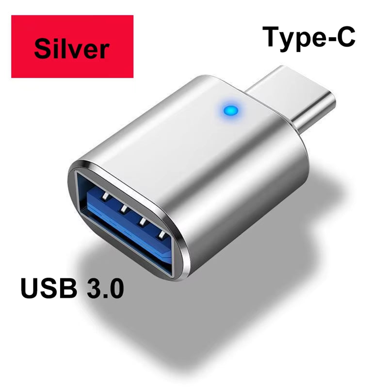 USB 3.0 to Type C Adapter LED OTG to USB C USB-A to Micro USB Type-C Female Connector for HUAWEI Samsung Xiaomi POCO Adapters