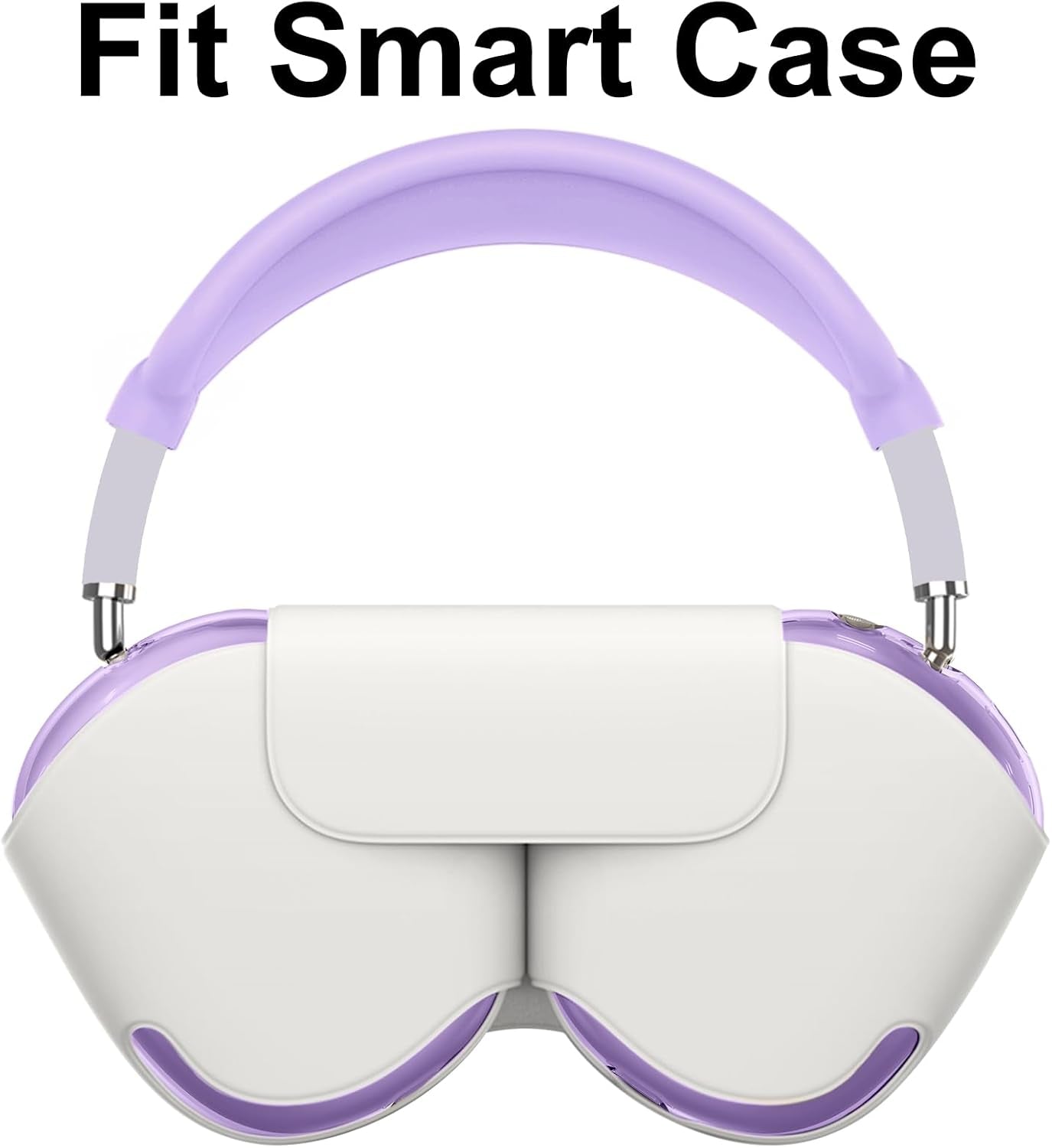 [4 in 1] Silicone Case Cover for Airpods Max,Clear Soft TPU Ear Cups Cover/Ear Pad Case/Headband Covers for Airpods Max(2024/2020),Transparent Accessories for Apple Airpod Max (Usb-C),Pastel Lilac