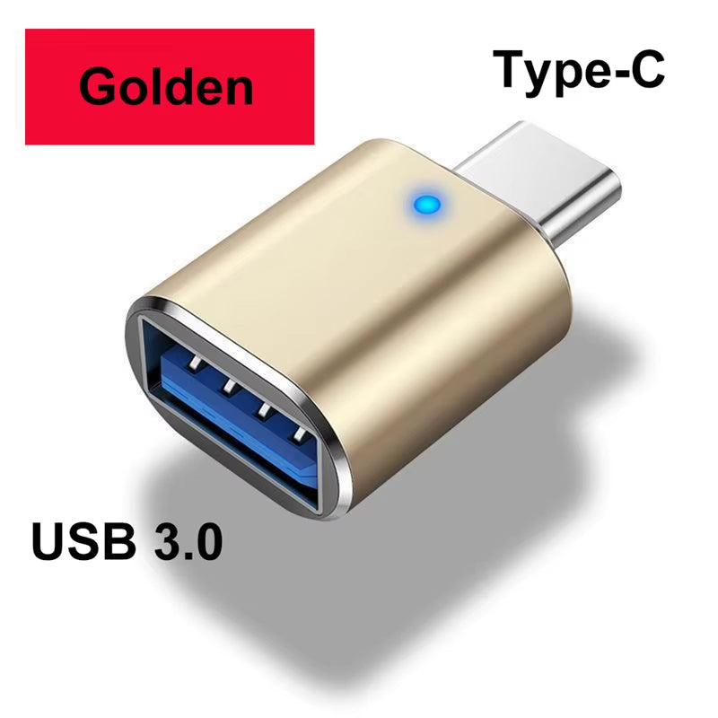 USB 3.0 to Type C Adapter LED OTG to USB C USB-A to Micro USB Type-C Female Connector for HUAWEI Samsung Xiaomi POCO Adapters