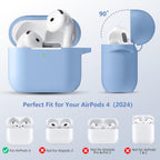 Compatible with Airpods 4 Case Cover for Women and Men, Soft Silicone Protective Covers for Airpods 4Th Generation 2024 Cases with Cleaner Kit and Keychain Front LED Visible Lilac