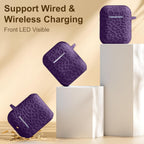 Compatible with Airpod Case and Airpods 2Nd Generation Case Leopard Engraved Skin Cover Compatible with Apple Airpods 2Nd/1St Charging Case,Cute Soft Silicone Full Protective, Purple