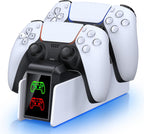 PS5 Controller Charging Station, Dual Charging Stand for Charging PS5 Elite Controllers, Charging Station for Charging 2 PS5 Handles, with USB Port/Memory for PS5 Charging Station Accessories