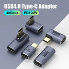 USB 4.0 PD 100W 8K 60Hz Charger Connector for Macbook 40Gbps High Speed USB C OTG U-Shape Straight Angle Male to Female Adapter