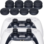 Grip Texture Silicone Skin for PS5 Dualsense Controller X 2(Print Purple+Green) with Pro Thumb Grips X 8