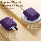 Compatible with Airpod Case and Airpods 2Nd Generation Case Leopard Engraved Skin Cover Compatible with Apple Airpods 2Nd/1St Charging Case,Cute Soft Silicone Full Protective, Purple