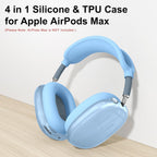 [4 in 1] Silicone Case Cover for Airpods Max, Clear Soft TPU Ear Cups Cover/Ear Pad Case Cover/Headband Cover for Airpods Max (2024/2020), Transparent Accessories for Apple Airpod Max (Usb-C),Sky Blue