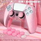 Pink Cat Glitter Anti-Slip Protective Silicone Cover Skin Grips Compatible with Ps5/Slim/Pro Controller,8 PCS Glitter Thumb Grips Caps and 2 Paw Grips Caps. (Cat Pink)