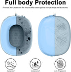 [4 in 1] Silicone Case Cover for Airpods Max, Clear Soft TPU Ear Cups Cover/Ear Pad Case Cover/Headband Cover for Airpods Max (2024/2020), Transparent Accessories for Apple Airpod Max (Usb-C),Sky Blue