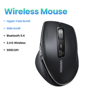 Ergonomic Wireless Mouse – Bluetooth & 2.4G, 5000 DPI