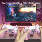 Pink Cat Glitter Anti-Slip Protective Silicone Cover Skin Grips Compatible with Ps5/Slim/Pro Controller,8 PCS Glitter Thumb Grips Caps and 2 Paw Grips Caps. (Cat Pink)
