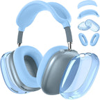 [4 in 1] Silicone Case Cover for Airpods Max, Clear Soft TPU Ear Cups Cover/Ear Pad Case Cover/Headband Cover for Airpods Max (2024/2020), Transparent Accessories for Apple Airpod Max (Usb-C),Sky Blue