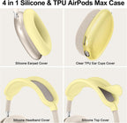 Silicone Case Cover for Airpods Max 2, Clear Soft TPU Ear Cups Cover/Ear Pad Case Cover/Headband Cover for Airpods Max 2/1 (2026/2024/2020), Transparent Accessories for Apple Airpods Max, Yellow
