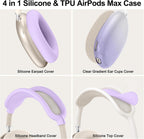 Silicone Case Cover for Airpods Max 2, Clear Gradient Soft TPU Ear Cups Cover/Ear Pad Case Cover/Headband Cover for Airpods Max 2/1 (2026/2024/2020),Transparent Accessories for Apple Airpod Max,Purple