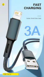 3A USB Cable for Iphone 14 13 12 11 Pro Max X XR 6S 7 8 plus 2M 3M Lead Mobile Phone Fast Charging Cord Data Charger Wire