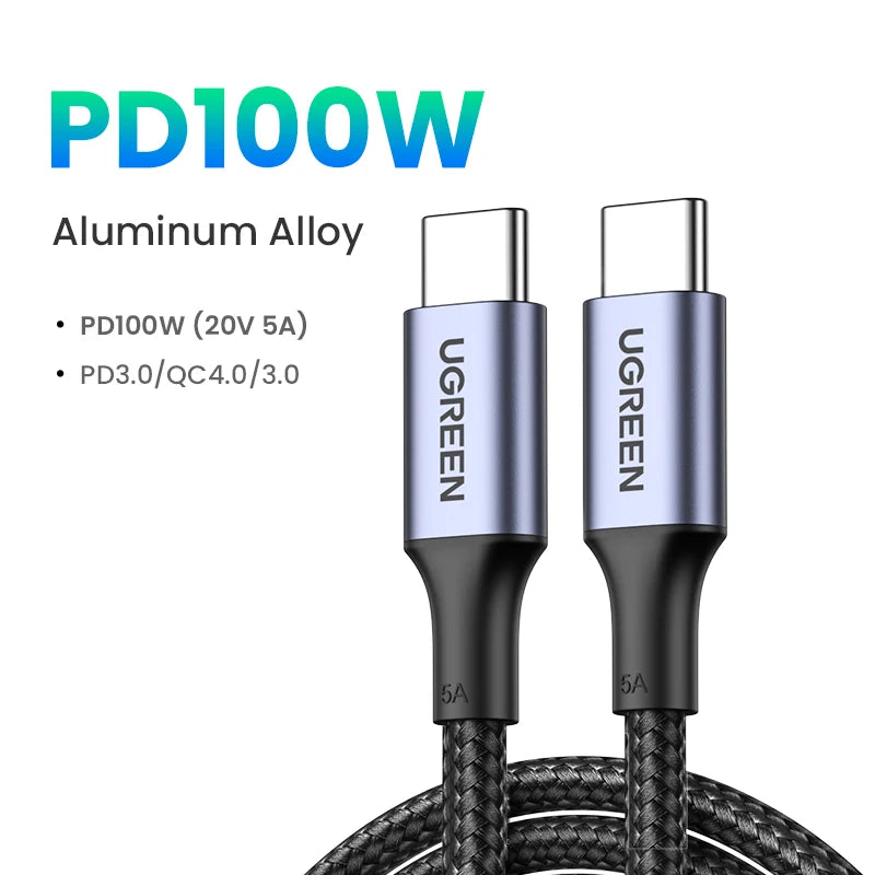 100W USB Type C to USB C Cable for Macbook Iphone17 16 Ipad Samsung Xiaomi PD Fast Charging Charger Cord 5A E-Marker Chip