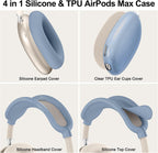 Silicone Case Cover for Airpods Max 2, Clear Soft TPU Ear Cups Cover/Ear Pad Case Cover/Headband Cover for Airpods Max 2/1 (2026/2024/2020), Transparent Accessories for Apple Airpods Max, Lavender