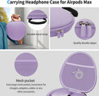Hard Case for Airpods Max Supports Sleep Mode,Travel Carrying Headphone Case with Airpods Max Clear Ear Cups Cover/Silicone Earpad Case/Headband Cover,Airpod Max Protective Portable Storage Bag,Purple