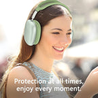 Clear Cover for Airpods Max Headphones Case, 4 in 1 Kit Soft Silicone Skin Ear Cups/Ear Pad Case/Headband for Airpods Max, TPU Transparent Cover Protector for Airpod Max Headsets (Clear-Green)