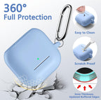 Compatible with Airpods 4 Case Cover for Women and Men, Soft Silicone Protective Covers for Airpods 4Th Generation 2024 Cases with Cleaner Kit and Keychain Front LED Visible Lilac
