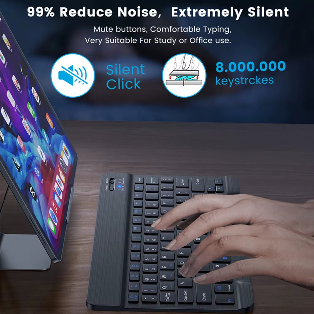 10 Lnch Wireless Bluetooth Mini Keyboard for Ipad Phone Tablet Portable Bluetooth Keyboard and Mouse for Samsung Xiaomi Android