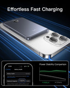 Magnetic Portable Charger, 5000Mah Ultra-Slim Power Bank Wireless Charging Battery Pack with LED Power Display, Comfortable Grip Powerbank Compatible with Iphone 16/15/14/13/12 Series, Gray