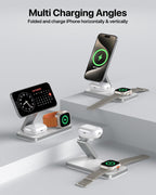 for Magsafe Charger,3 in 1 Wireless Charger,Foldable Wireless Charging Station for Iphone Air/17/16/15/14/13/12,Travel Magnetic Charger for Airpods Pro 3/2 and Apple Watch (White)