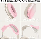 Silicone Case Cover for Airpods Max 2, Clear Gradient Soft TPU Ear Cups Cover/Ear Pad Case Cover/Headband Cover for Airpods Max 2/1 (2026/2024/2020), Transparent Accessories for Apple Airpod Max, Pink