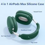 Silicone Case Cover for Airpods Max Headphones, 4 in 1 Accessories Kit: Anti-Scratch Ear Cups/Ear Pad Case/Up down Headband Cover for Airpod Max, Soft Skin Protector for Airpods Max Cover (Green)