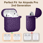 Compatible with Airpod Case and Airpods 2Nd Generation Case Leopard Engraved Skin Cover Compatible with Apple Airpods 2Nd/1St Charging Case,Cute Soft Silicone Full Protective, Purple