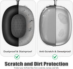Clear Cover for Airpods Max Headphones Case, 4 in 1 Kit Soft Silicone Skin Ear Cups/Ear Pad Case/Headband for Airpods Max, TPU Transparent Cover Protector for Airpod Max Headsets (Clear-Black)
