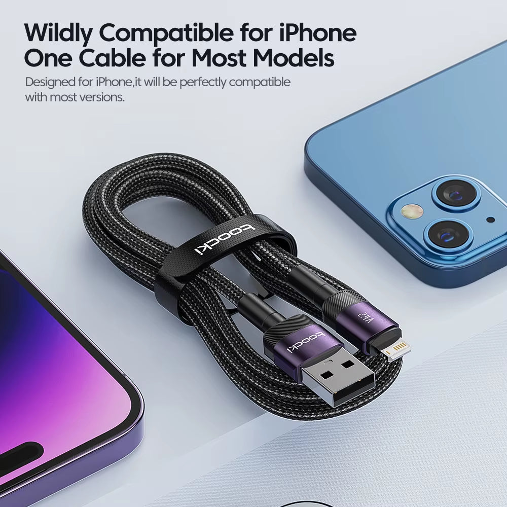 USB Cable for Iphone 14 13 12 Pro Max X XS XR 8 7 plus Ipad Fast Charging Charger Aluminum Ip Cable for Iphone Data Cord