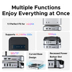 USB HUB Docking Station for Mac Mini M4 M4 Pro M.2 Nvme SSD 8TB Max 10Gbps USB-A&C Ports SD&TF 170Mb/S USB Splitter Dock