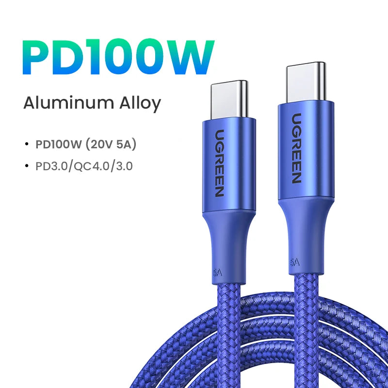 100W USB Type C to USB C Cable for Macbook Iphone17 16 Ipad Samsung Xiaomi PD Fast Charging Charger Cord 5A E-Marker Chip