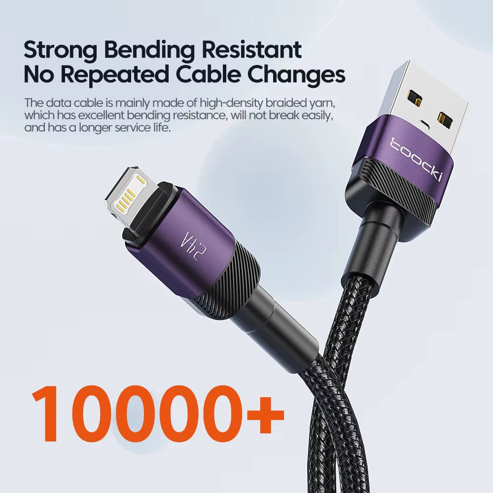 USB Cable for Iphone 14 13 12 Pro Max X XS XR 8 7 plus Ipad Fast Charging Charger Aluminum Ip Cable for Iphone Data Cord