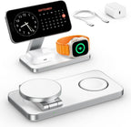 for Magsafe Charger,3 in 1 Wireless Charger,Foldable Wireless Charging Station for Iphone Air/17/16/15/14/13/12,Travel Magnetic Charger for Airpods Pro 3/2 and Apple Watch (White)