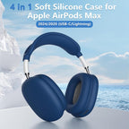 Silicone Case Cover for Airpods Max, Ear Pad Case Cover/Ear Cups Cover/Headband Cover for Airpods Max Headphones, Accessories Soft Silicone Protector for Apple Airpods Max New USB-C (2024) (Dark Blue)