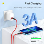 3A USB Cable for Iphone 14 13 12 11 Pro Max X XR 6S 7 8 plus 2M 3M Lead Mobile Phone Fast Charging Cord Data Charger Wire