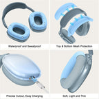 Silicone Case Cover for Airpods Max 2, Clear Gradient Soft TPU Ear Cups Cover/Ear Pad Case Cover/Headband Cover for Airpods Max 2/1 (2026/2024/2020), Transparent Accessories for Apple Airpod Max, Blue