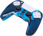 Studded Silicone Rubber Gel Customizing Skin Cover for PS5 Controller X 1(Camouflage Blue) with Pro Thumb Grips X 10