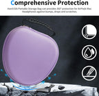 Hard Case for Airpods Max Supports Sleep Mode,Travel Carrying Headphone Case with Airpods Max Clear Ear Cups Cover/Silicone Earpad Case/Headband Cover,Airpod Max Protective Portable Storage Bag,Purple