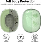 Clear Cover for Airpods Max Headphones Case, 4 in 1 Kit Soft Silicone Skin Ear Cups/Ear Pad Case/Headband for Airpods Max, TPU Transparent Cover Protector for Airpod Max Headsets (Clear-Green)