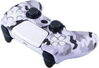 Grip Texture Silicone Skin for PS5 Dualsense Controller X 2(Print Purple+Green) with Pro Thumb Grips X 8
