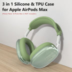 Clear Cover for Airpods Max Headphones Case, 4 in 1 Kit Soft Silicone Skin Ear Cups/Ear Pad Case/Headband for Airpods Max, TPU Transparent Cover Protector for Airpod Max Headsets (Clear-Green)