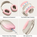 Silicone Case Cover for Airpods Max 2, Clear Gradient Soft TPU Ear Cups Cover/Ear Pad Case Cover/Headband Cover for Airpods Max 2/1 (2026/2024/2020), Transparent Accessories for Apple Airpod Max, Pink