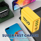 65W 6 Ports USB Charger Fast Charging USB Type C Phone Charger Adapters for Iphone 15 14 Pro Samsung Xiaomi Portable PD Charger