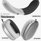 Clear Cover for Airpods Max Headphones Case, 4 in 1 Kit Soft Silicone Skin Ear Cups/Ear Pad Case/Headband for Airpods Max, TPU Transparent Cover Protector for Airpod Max Headsets (Clear-Black)