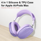 [4 in 1] Silicone Case Cover for Airpods Max,Clear Soft TPU Ear Cups Cover/Ear Pad Case/Headband Covers for Airpods Max(2024/2020),Transparent Accessories for Apple Airpod Max (Usb-C),Pastel Lilac
